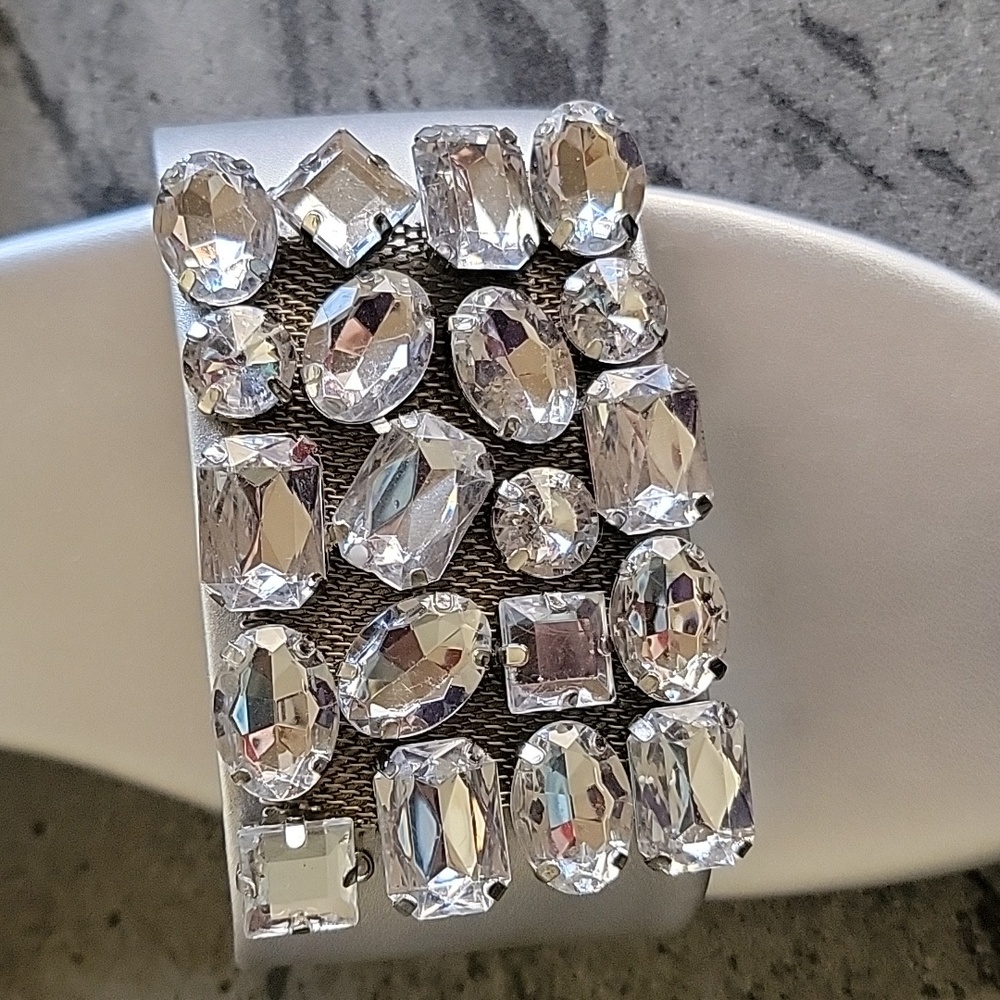 WORTHINGTON Slide Sandals w/Large RHINESTONES Silver size 11M NWT - Picture 2 of 7